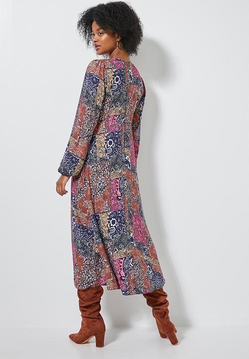 Superbalist - Midi tea dress long sleeve - multi