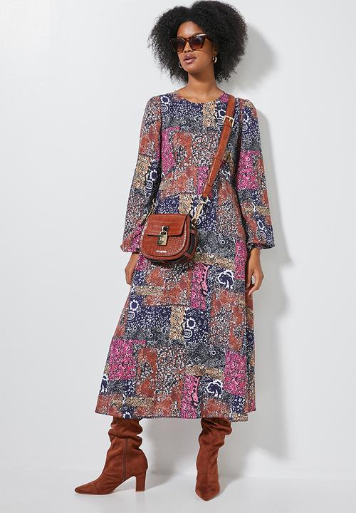 Superbalist - Midi tea dress long sleeve - multi