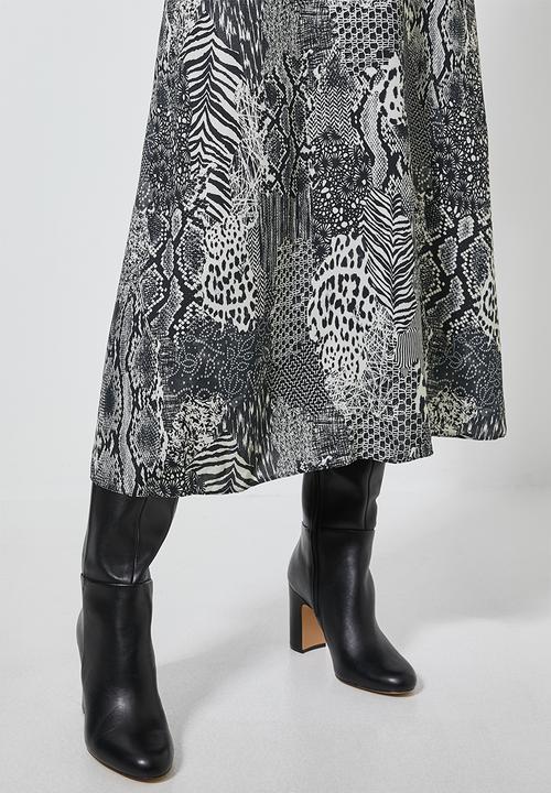 Superbalist - Midi tea dress long sleeve - black & beige 