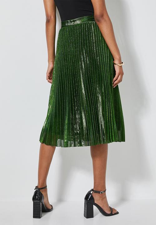 Superbalist - Metallic pleated skirt - green