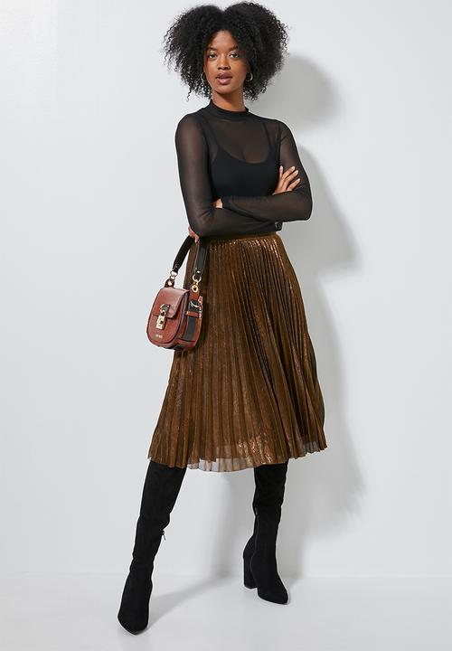 Superbalist - Metallic pleated skirt - bronze
