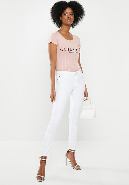 SISSY BOY - Logo crest and bling combo tee - pink