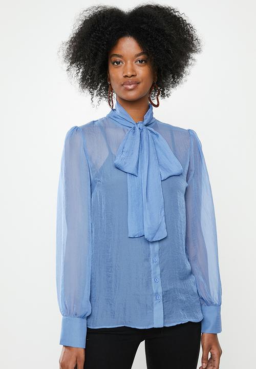 Glamorous - Kitty bow blouse - blue