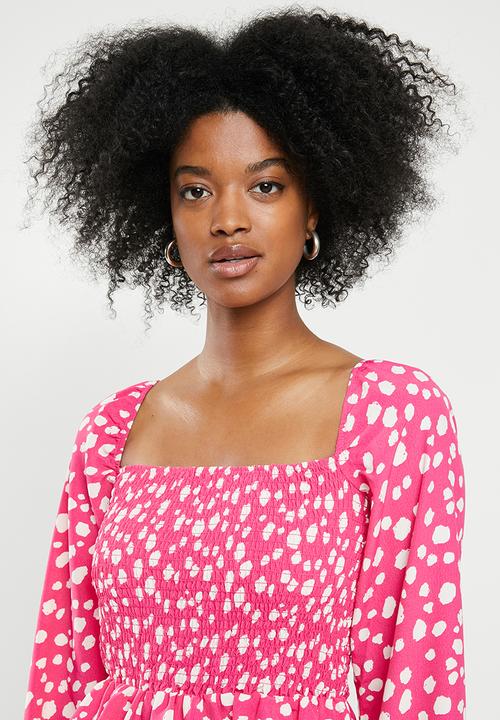 Glamorous - Square neck blouse - pink & white 