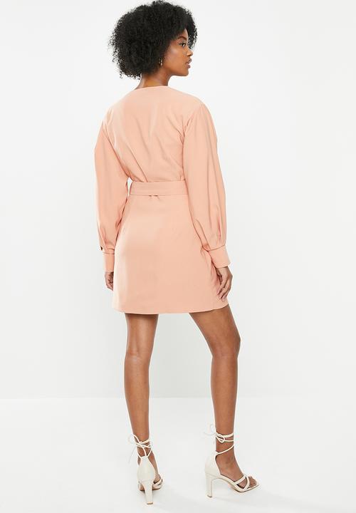 Glamorous - Long sleeve belted dress - neutral