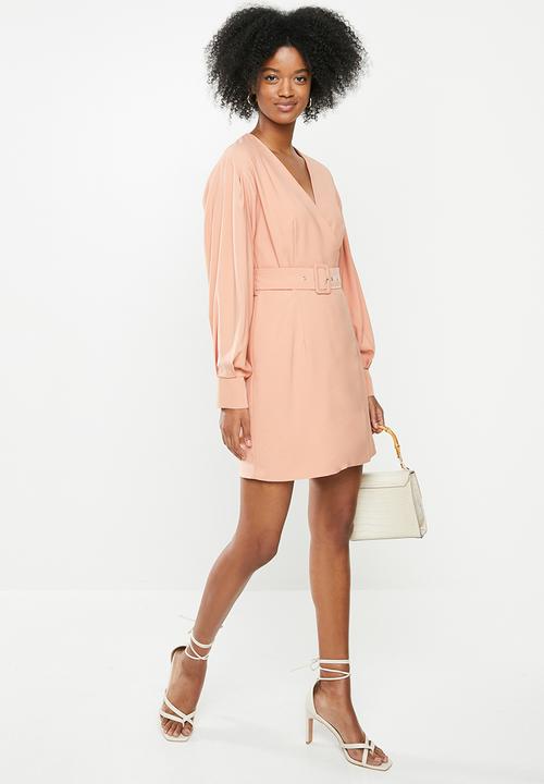 Glamorous - Long sleeve belted dress - neutral
