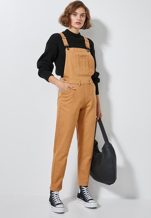 Superbalist - Tapered leg dungaree - tan