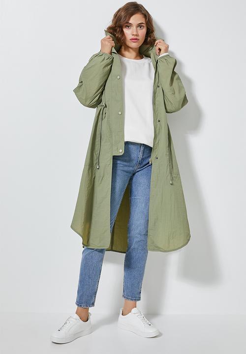 Superbalist - Longer length waterproof anorak - green