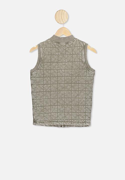 Cotton On - Quilted bomber vest - khaki
