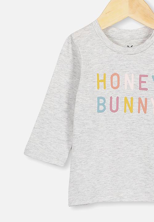 Cotton On - Jamie long sleeve tee - grey honey bunny