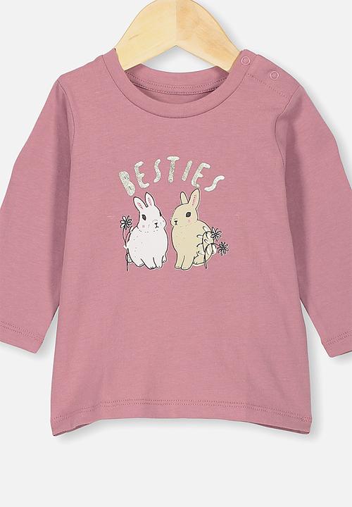Cotton On - Jamie long sleeve tee - dusty berry besties