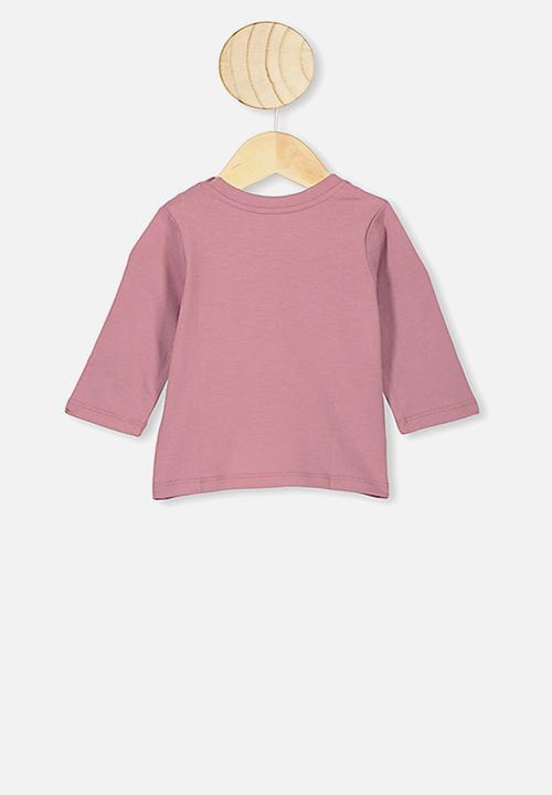 Cotton On - Jamie long sleeve tee - dusty berry besties