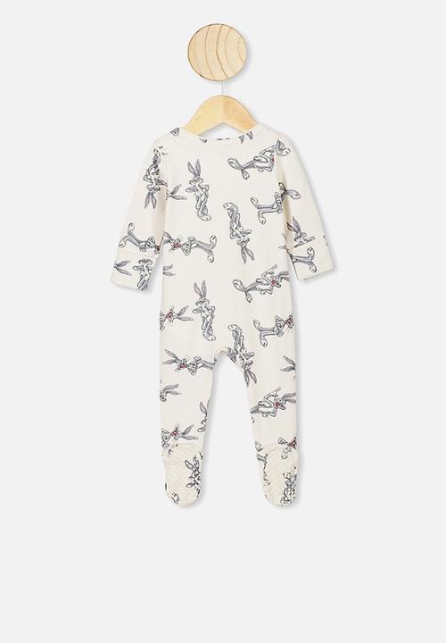 Cotton On - The long sleeve zip romper - vanilla bugs bunny