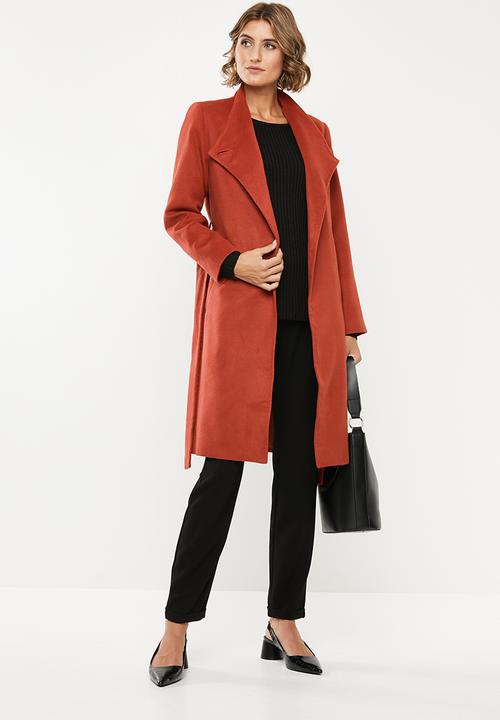 edit - Funnel neck coat - rust