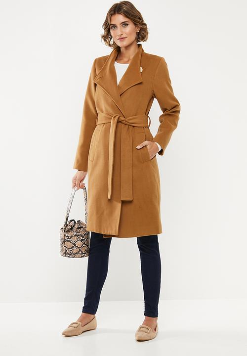 edit - Funnel neck coat - brown 