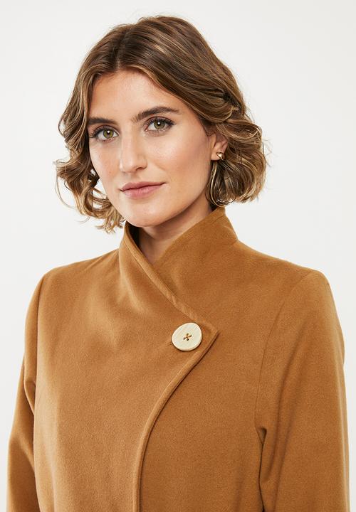 edit - Funnel neck coat - brown 