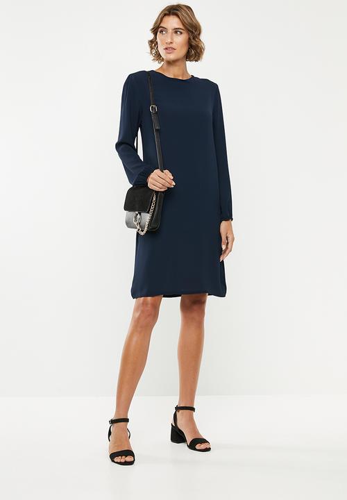 edit - Balloon sleeve shift dress - navy