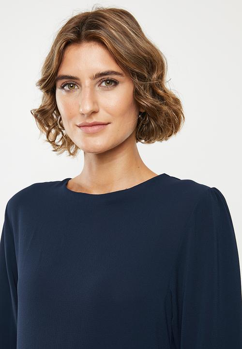 edit - Balloon sleeve shift dress - navy