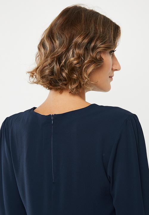 edit - Balloon sleeve shift dress - navy