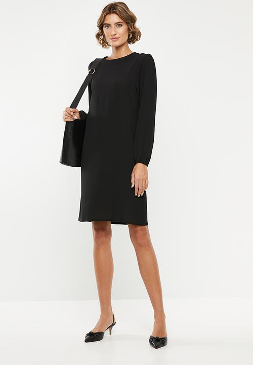 edit - Balloon sleeve shift dress - black