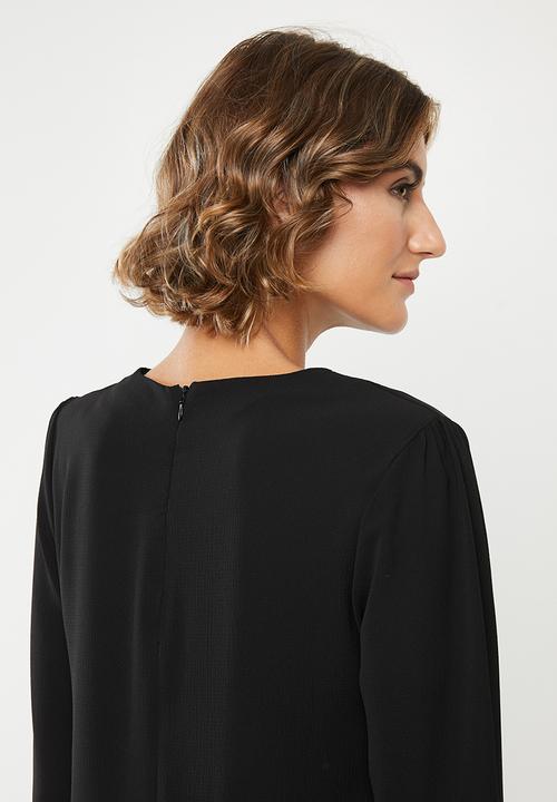 edit - Balloon sleeve shift dress - black
