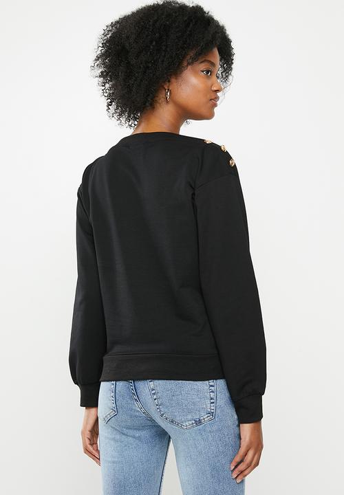 SISSY BOY - Logo crest sweater with button detail - black