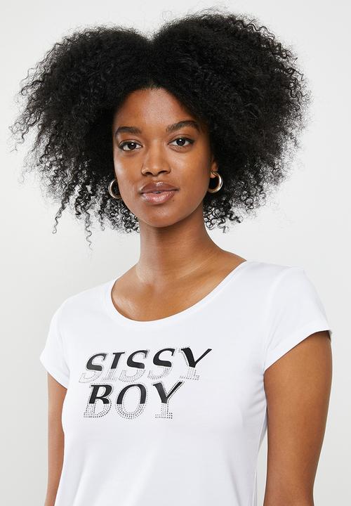 SISSY BOY - Round neck basic with logo - white