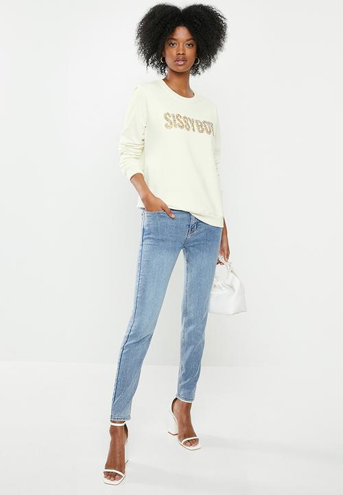 SISSY BOY - Logo sweater with bling detail - cream 