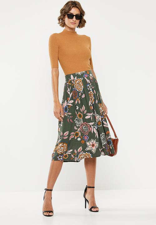 Jacqueline de Yong - Mandi midi skirt - green