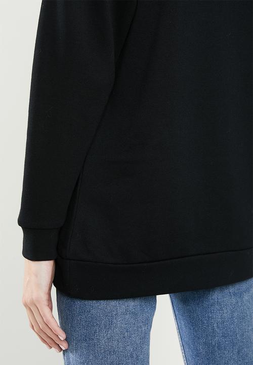 ONLY - Royal long sleeve o-neck hood - black