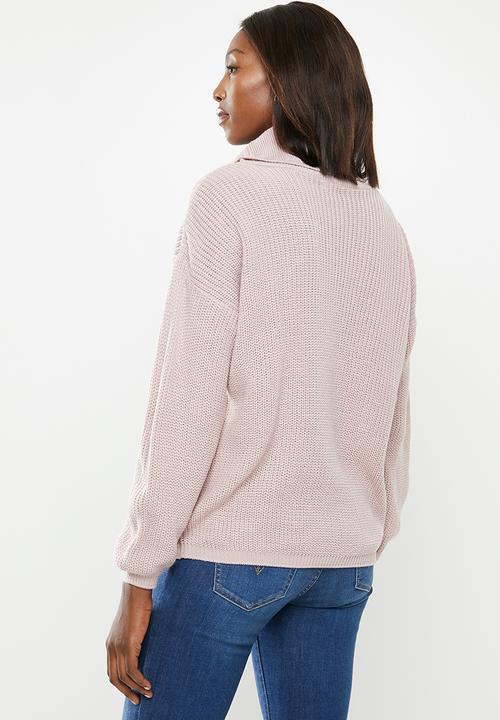 edit - Slouchy cowl neck jumper - pink
