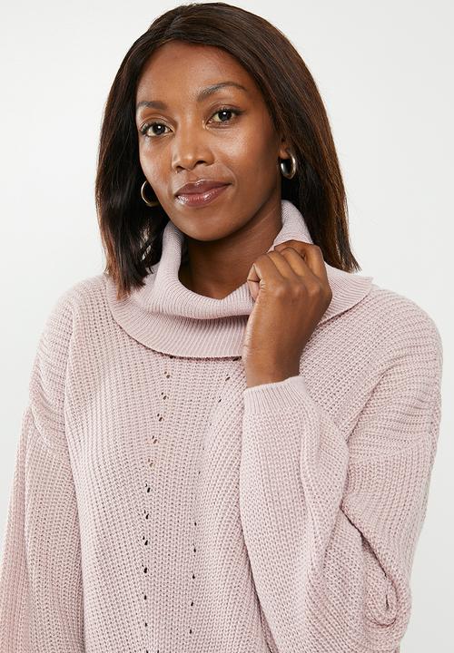 edit - Slouchy cowl neck jumper - pink