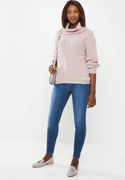 edit - Slouchy cowl neck jumper - pink