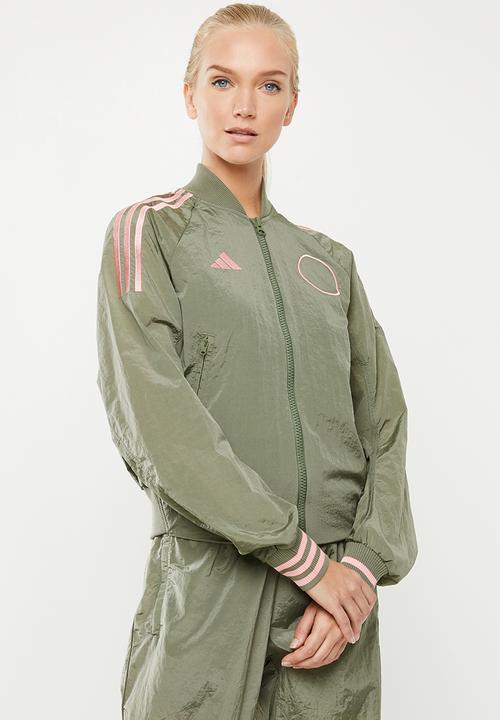 pink and green adidas jacket