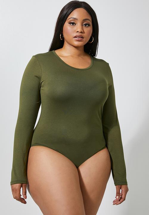Superbalist - 2 pack scoop neck bodysuit - brown & khaki