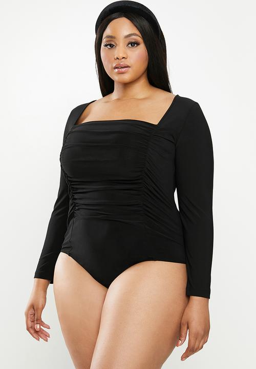 MILLA - Square neck bodysuit - black
