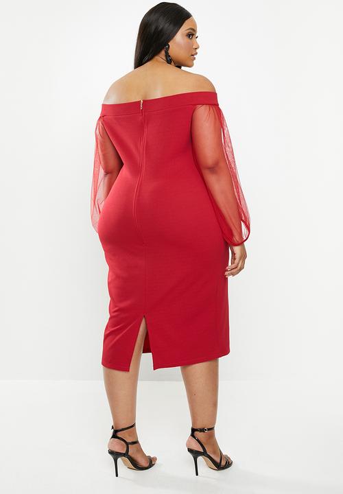 MILLA - Bardot midi dress - red