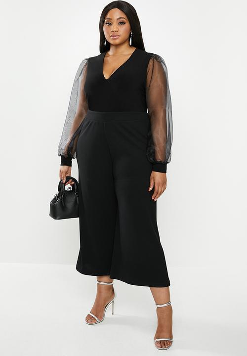 MILLA - Plunge combo bodysuit - black