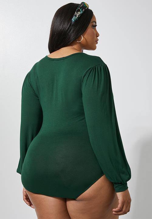 Superbalist - V-neck puff sleeve bodysuit - green