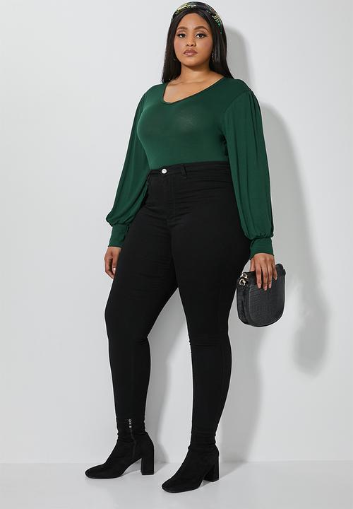 Superbalist - V-neck puff sleeve bodysuit - green