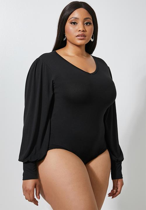 Superbalist - V-neck puff sleeve bodysuit - black