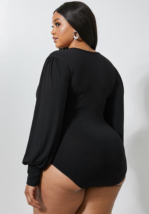Superbalist - V-neck puff sleeve bodysuit - black