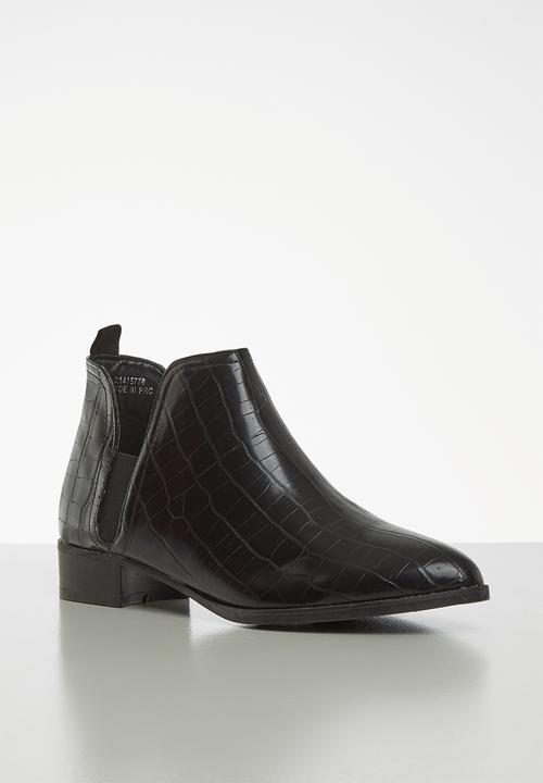 Jada - Croc detail ankle boot - black