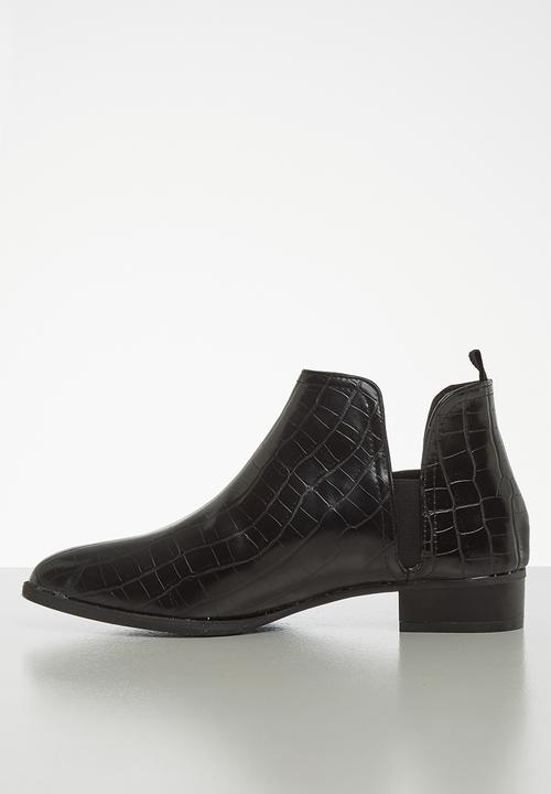 Jada - Croc detail ankle boot - black