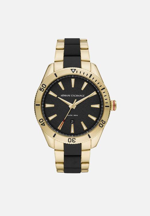 black and gold armani watch