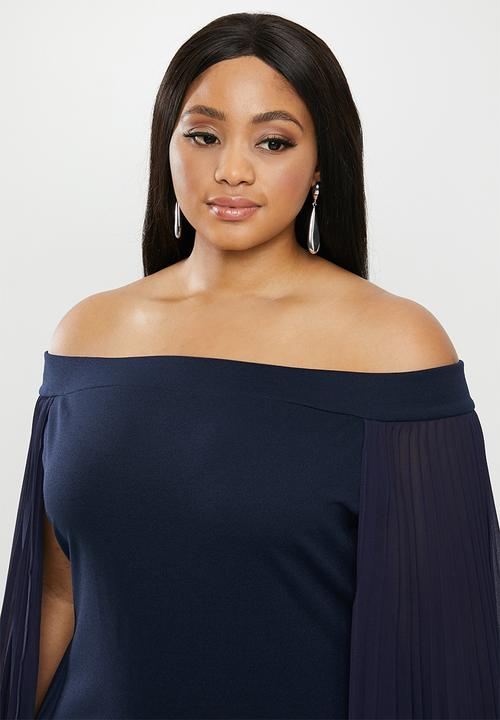 VELVET - Bardot midi bodycon - ink