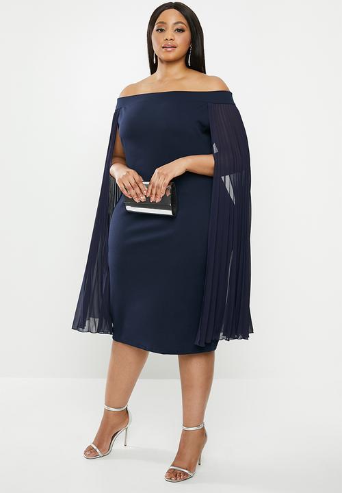 VELVET - Bardot midi bodycon - ink