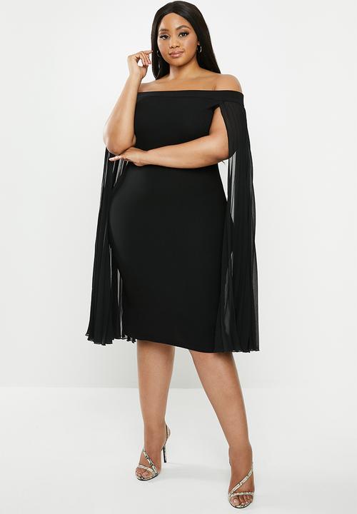 pleated velvet bardot midi dress
