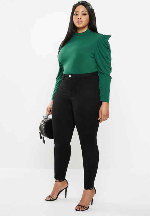 VELVET - Drape sleeve bodysuit - green