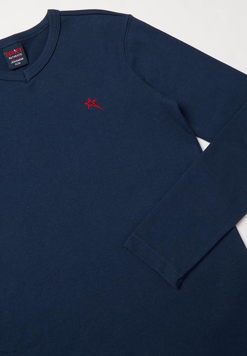 SOVIET - Jetson long sleeve V-neck tee - navy